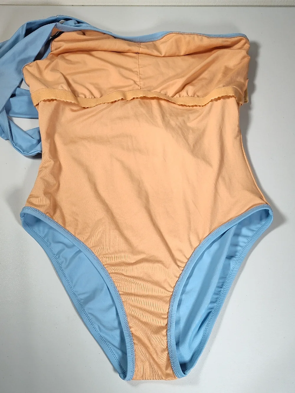 J. Crew Bow one-shoulder one-piece swimsuit light blue mist 12 - Picture 8 of 15